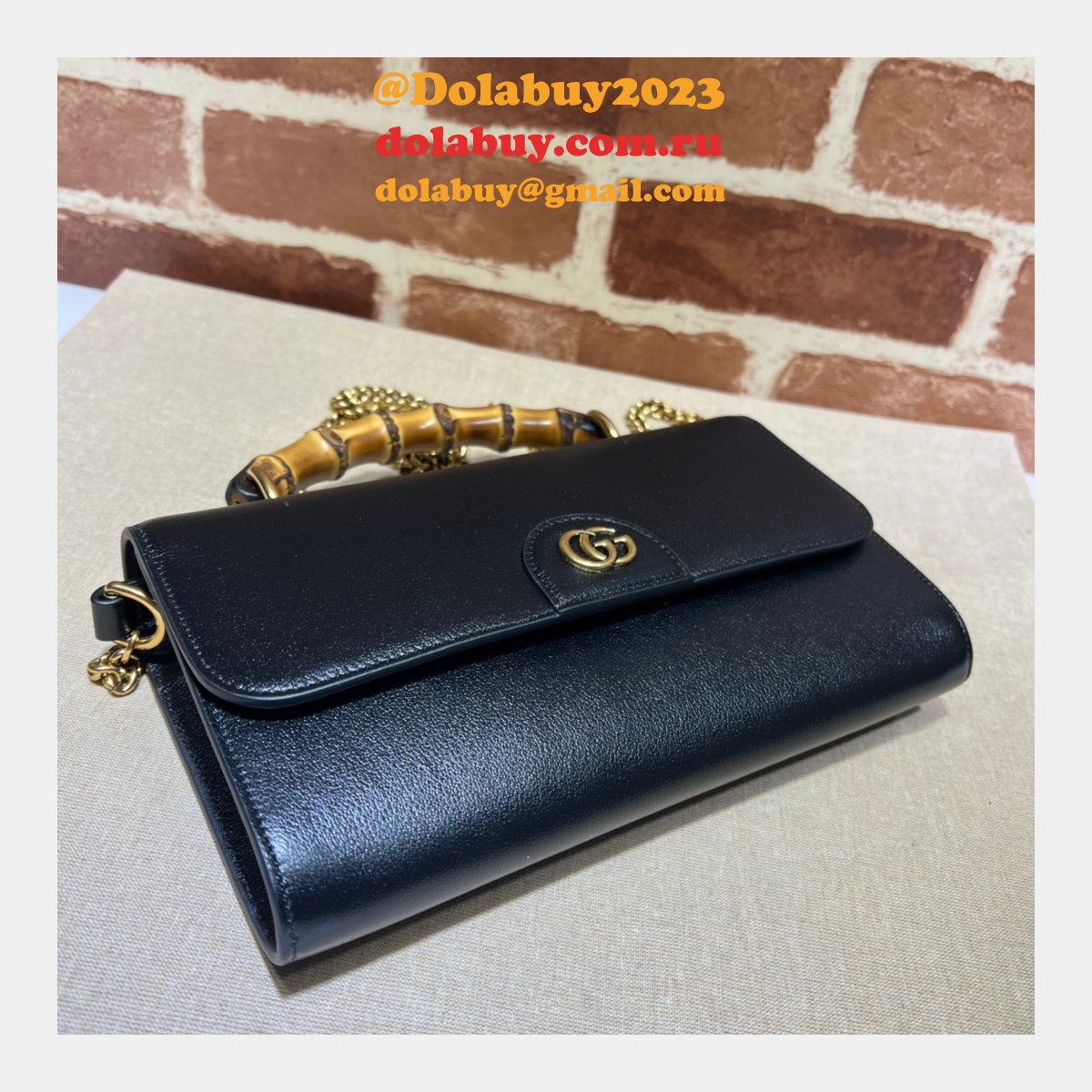 G*u*i replica 675794 diana small shoulder bag in black/brown