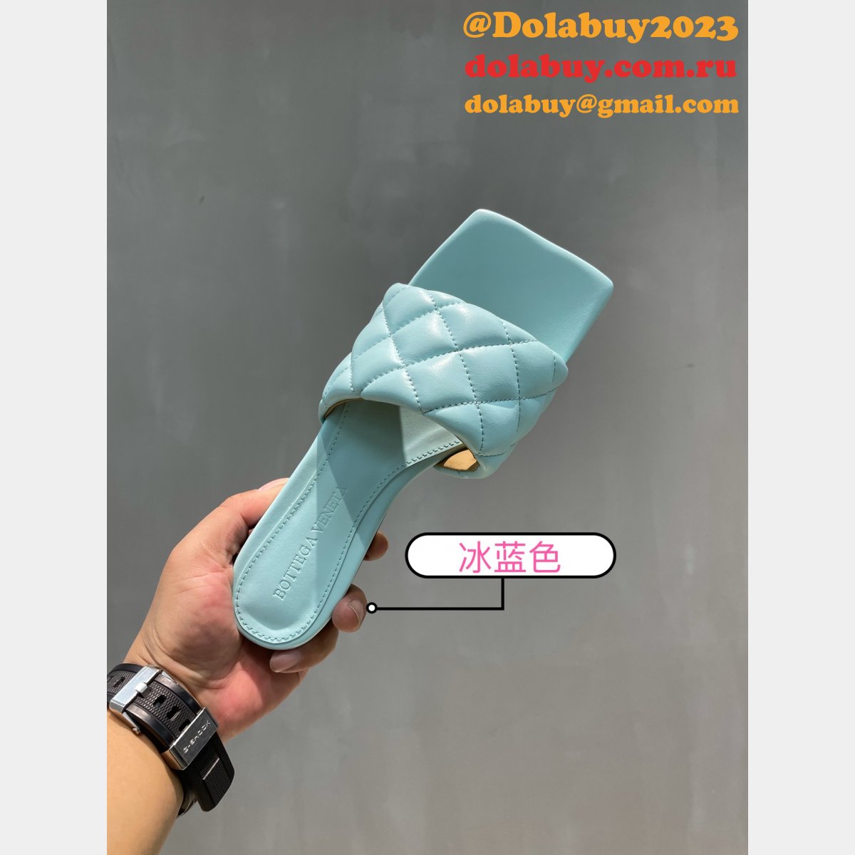 1:1 quality bottega venet fake Di*m*nd flat slippers shoes