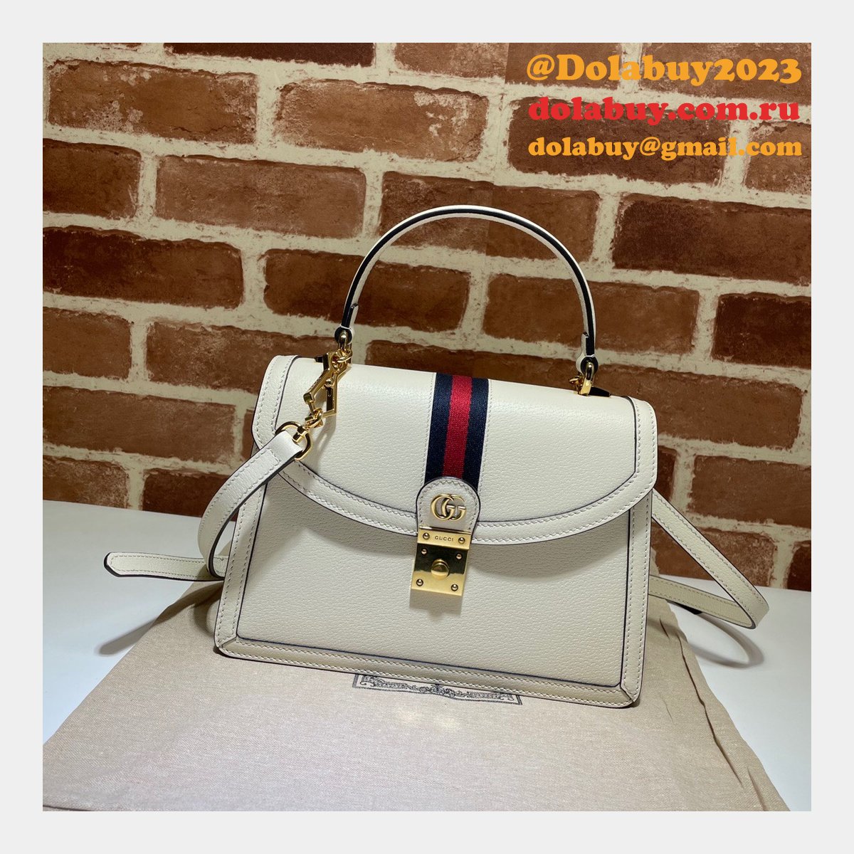 G*u*i black/cream ophidia small top handle replica bag