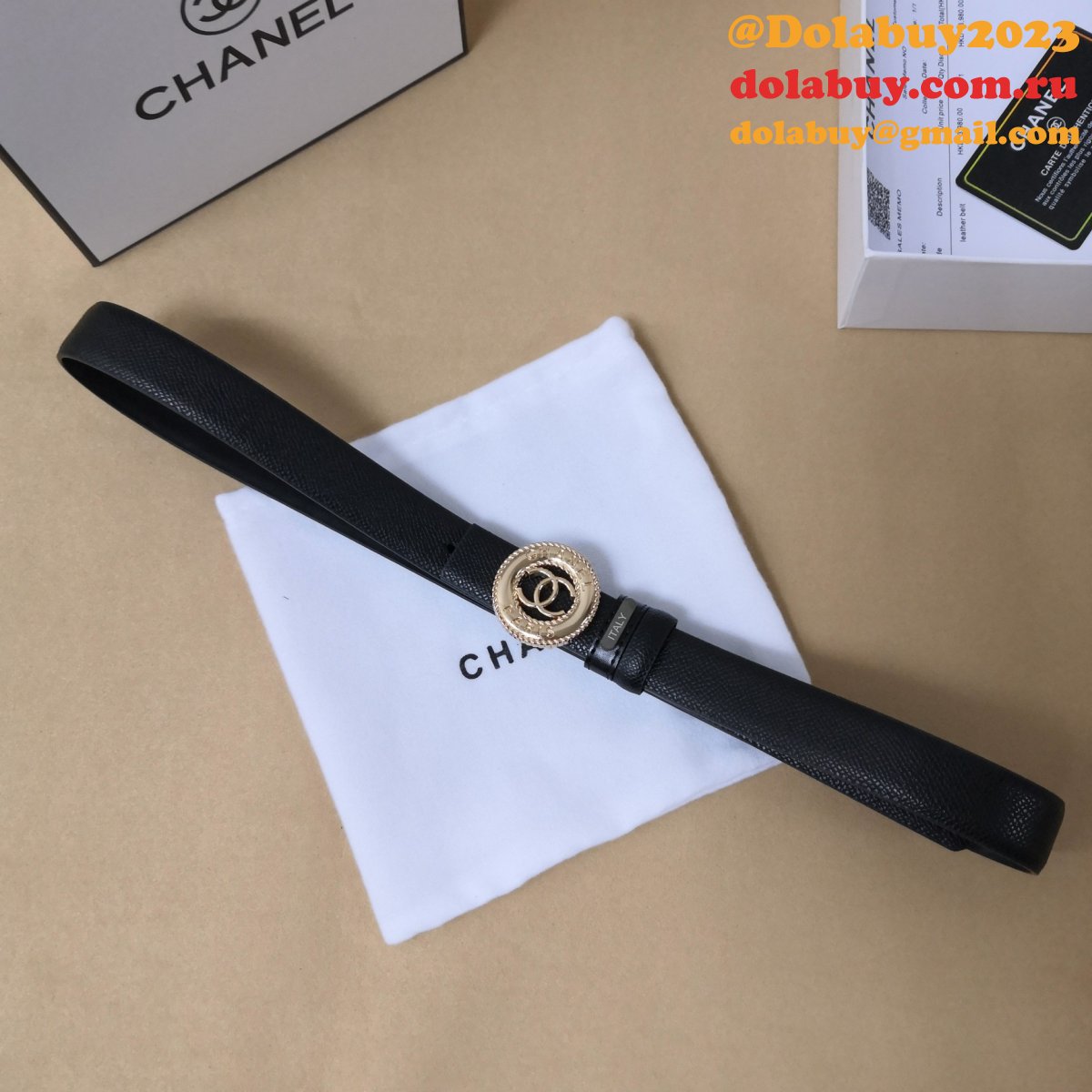 High Quality Replica CC Double C Belt Black Width 2.5cm 1152