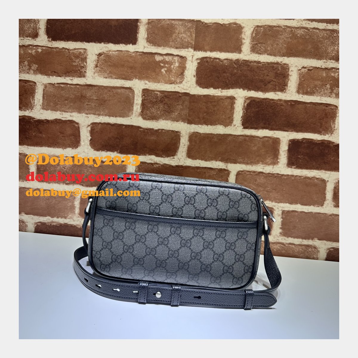 high fashion G*u*i 768391 shoulder grey and black replica bag