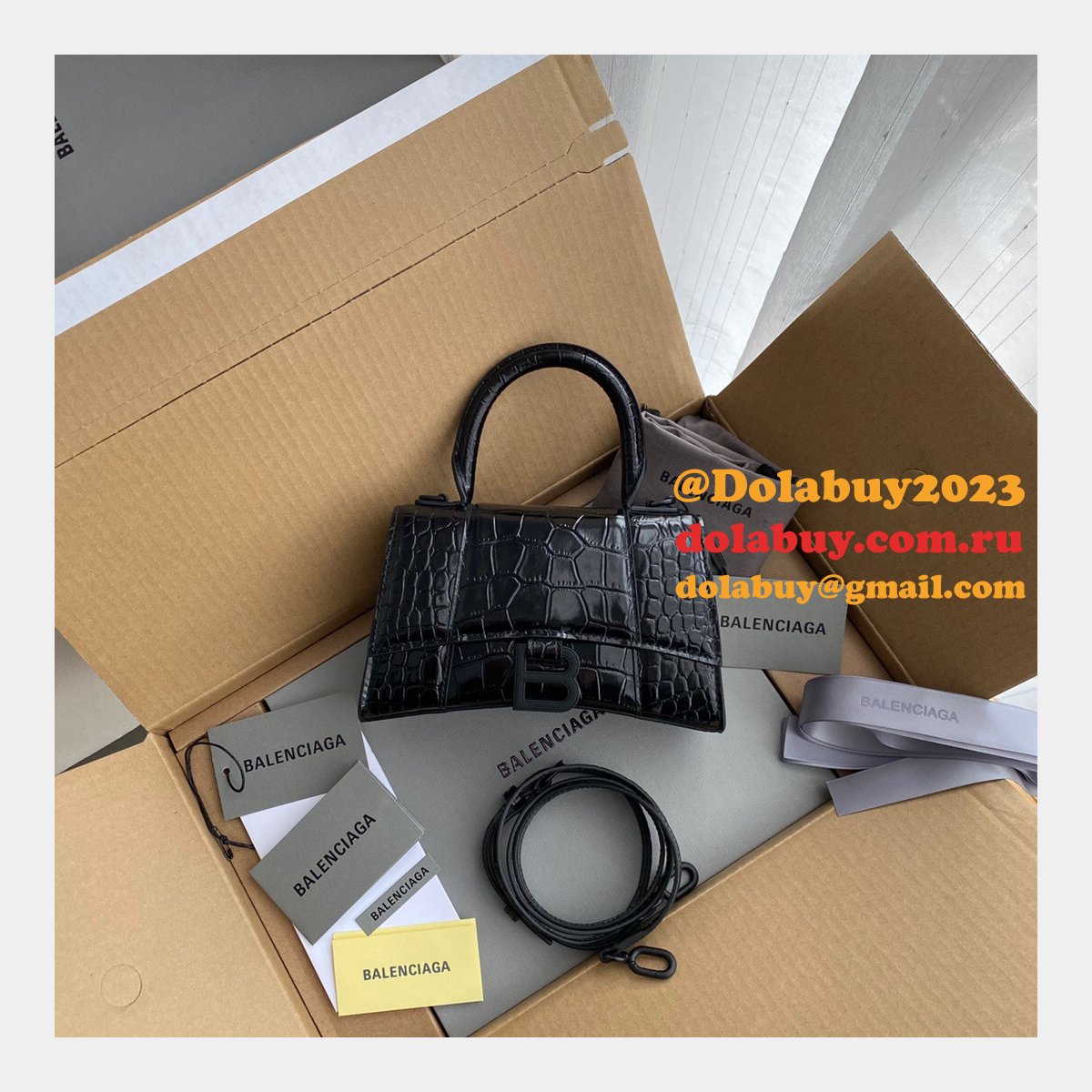 BEST BALENCIAGA KNOCK OFF CROCO HOURGLASS 19/23CM