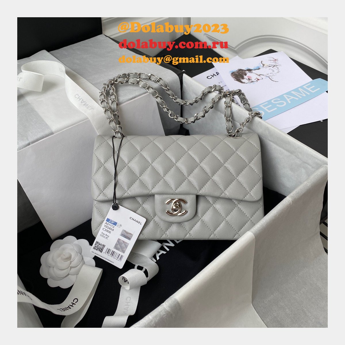 Top quality Fake Small Flap Lambskin CF 23cm