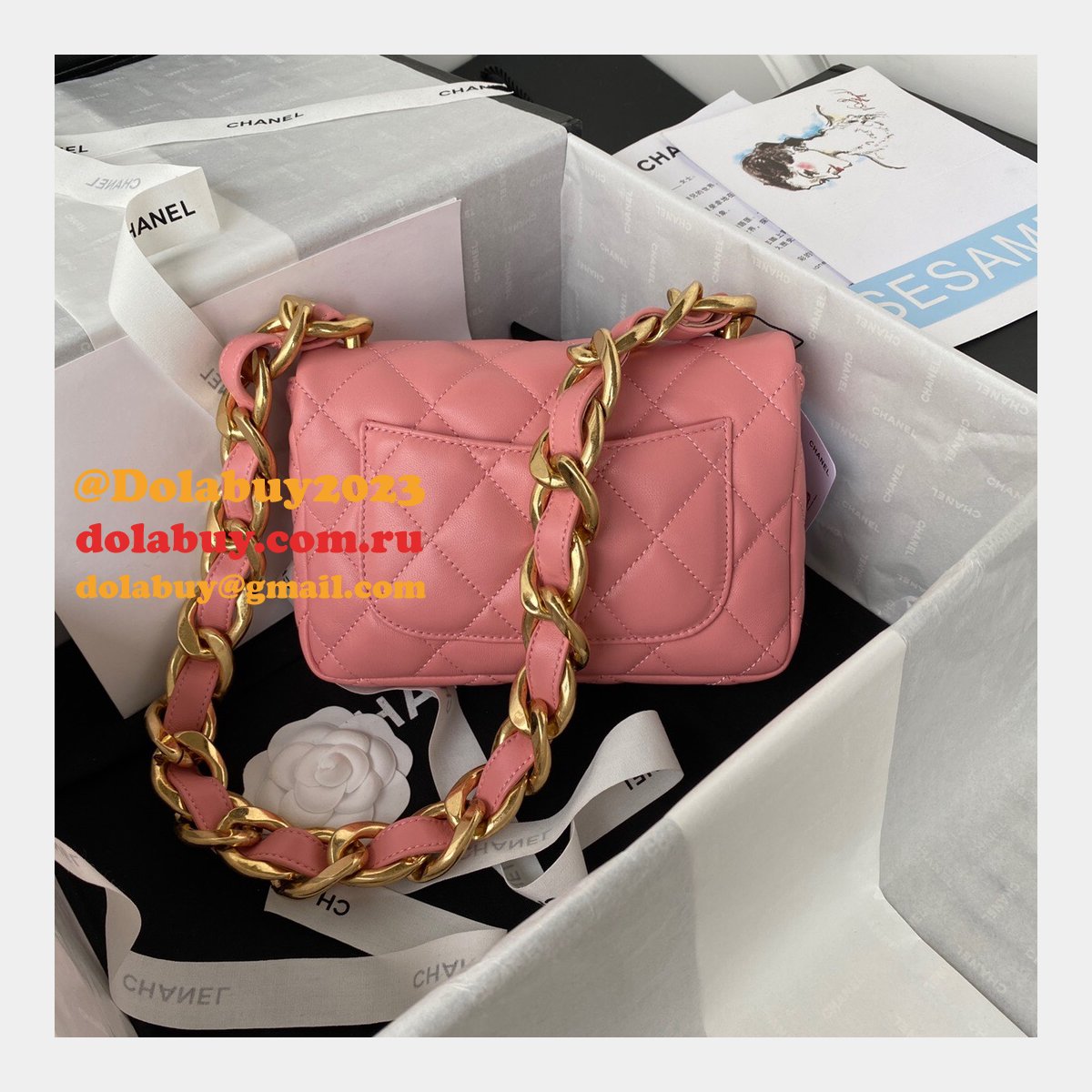 High Quality Designer Replica Flap AS3214/AS3213 Bag Lambskin & Gold-Tone Metal