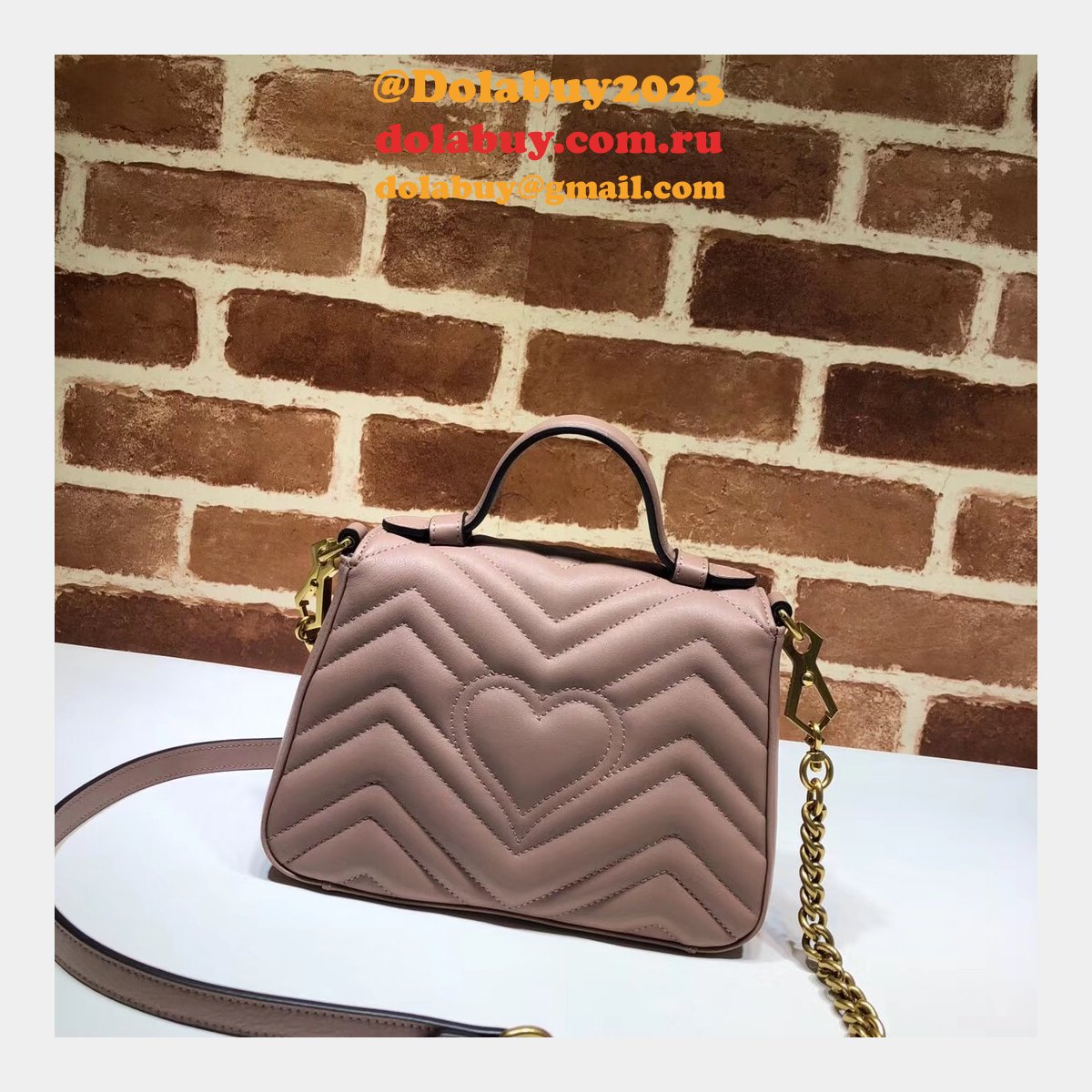 cheap 547260 G*u*i chevron leather gg marmont mini top handle