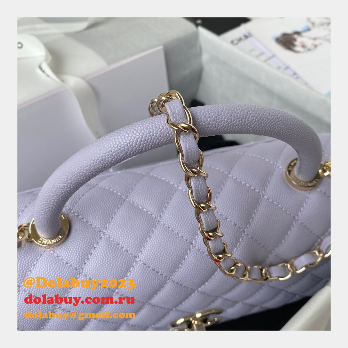 Luxury CC coco handle bag 92991 caviar leather 29cm