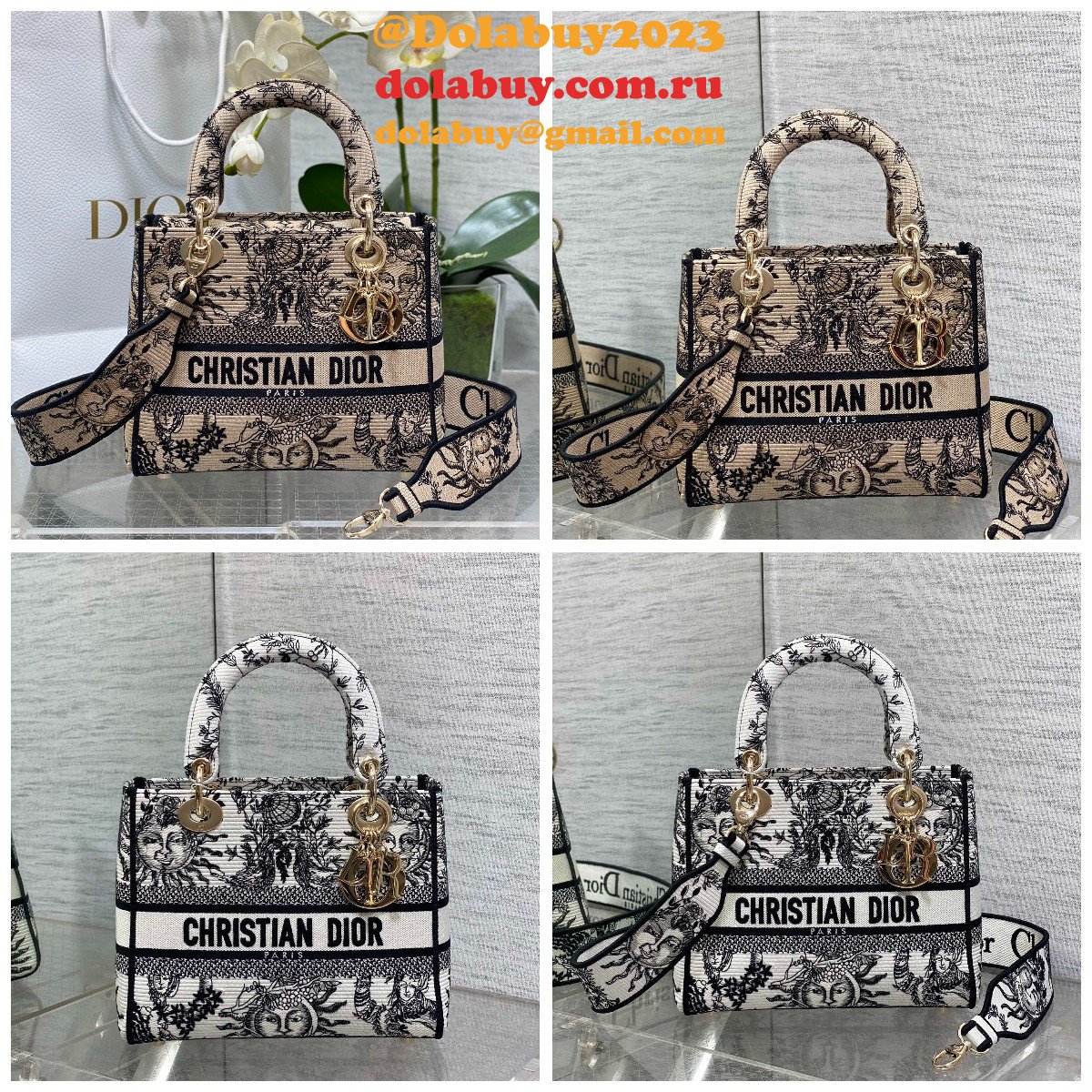 Designer Lady D-Lite Soleil Lady Dior Fake 24cm Bag