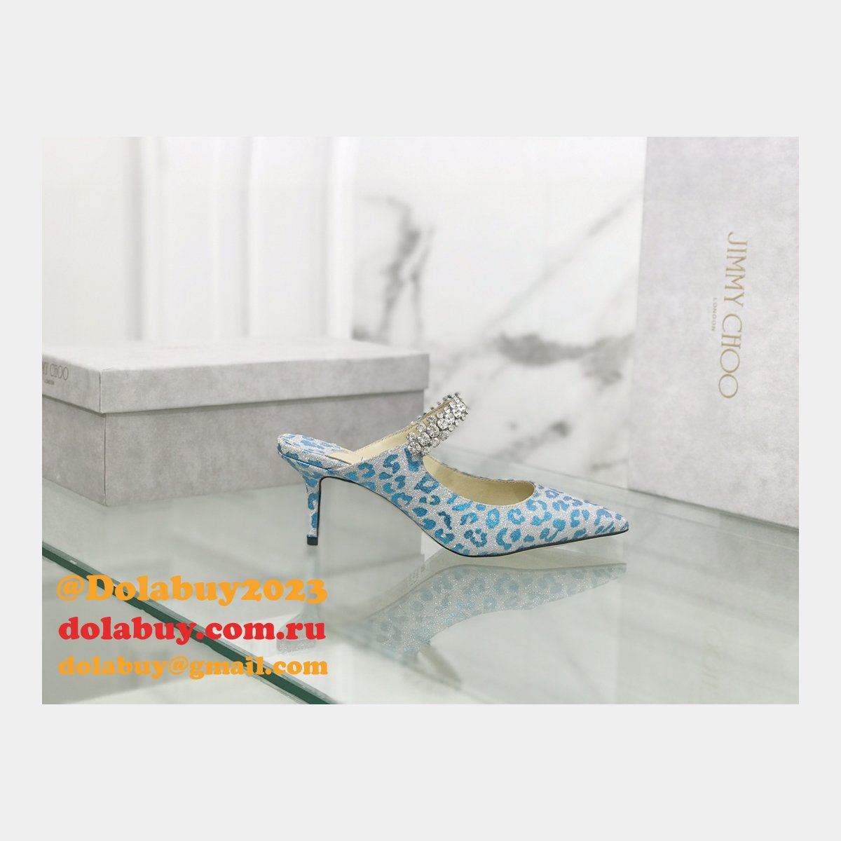 Animal Print Glitter Accents Mules Jimmy Choo Knockoff Shoes