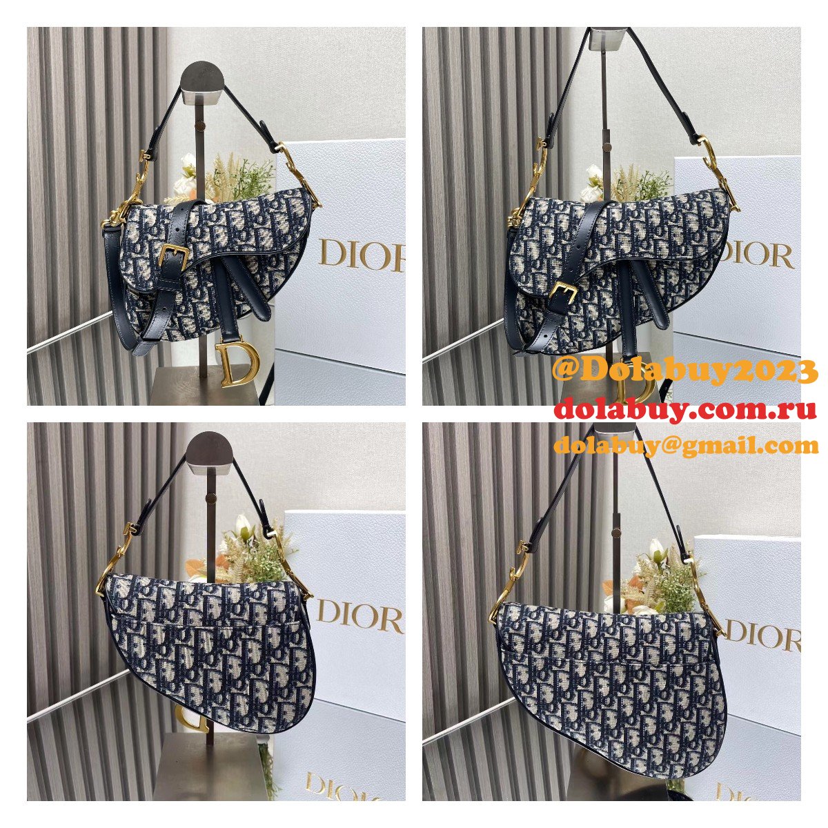 Our Christian Dior Designer Copy Saddle 19.5/25.5Cm Navy Bags