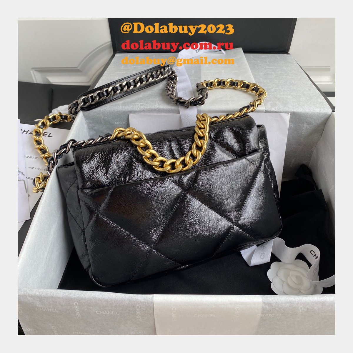 CC 7 Star 19 Large Flap AS1161 Black/Red Replicas 26CM Bag