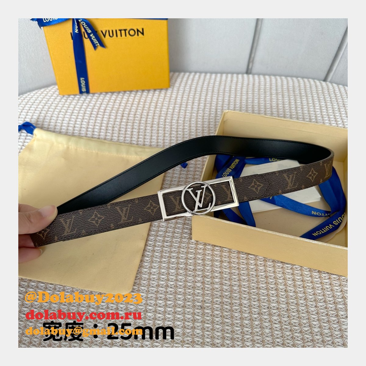Designer Louis Vuitton Dauphine 25mm Reversible Belt