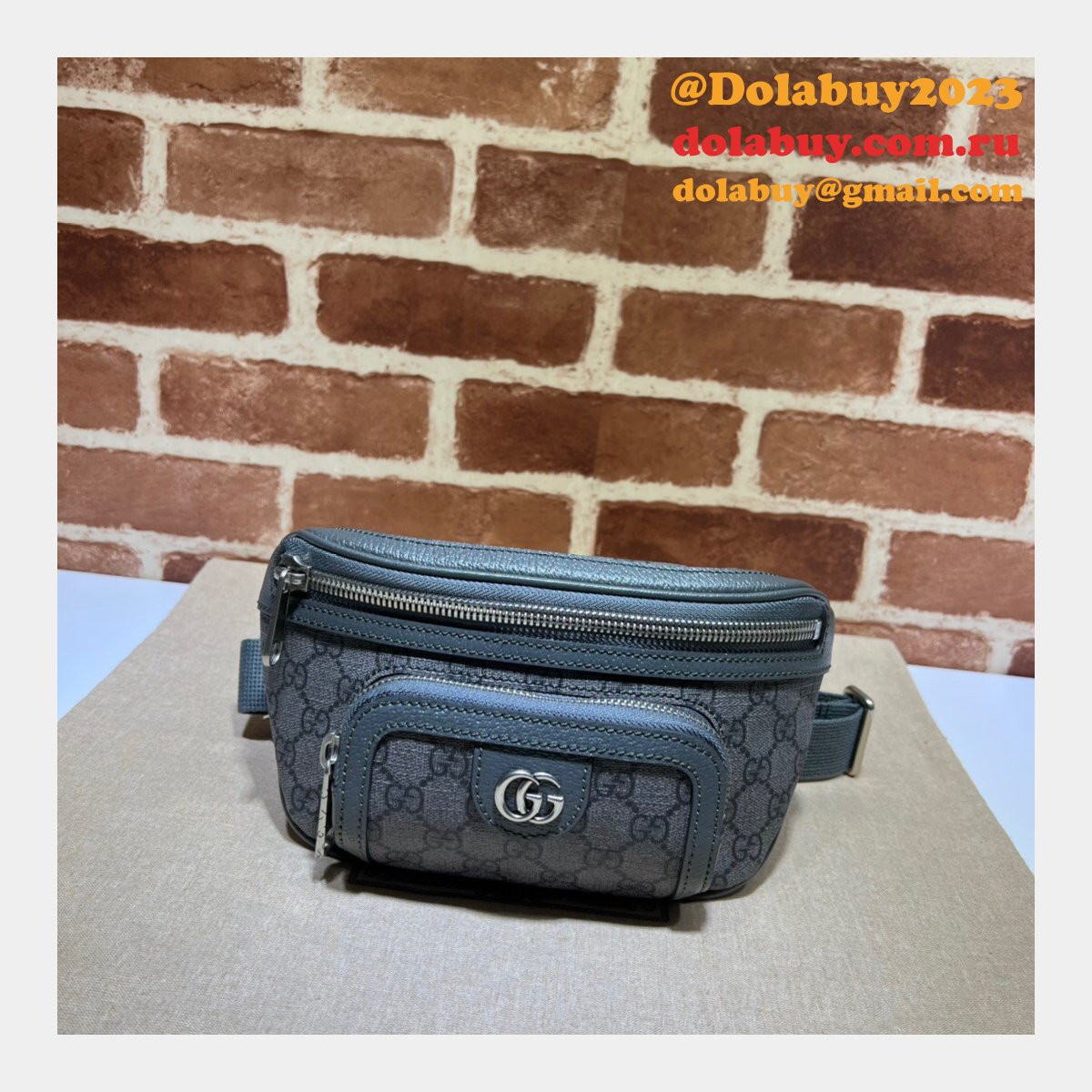 Gucci Replica Ophidia AAA+ Belt Supreme Grey 733868 Bag