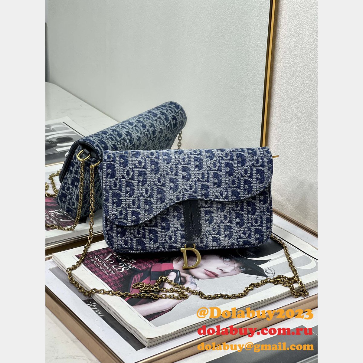 Christian Dior Shop Inspired Saddle Pouch Chain 2045 Bag