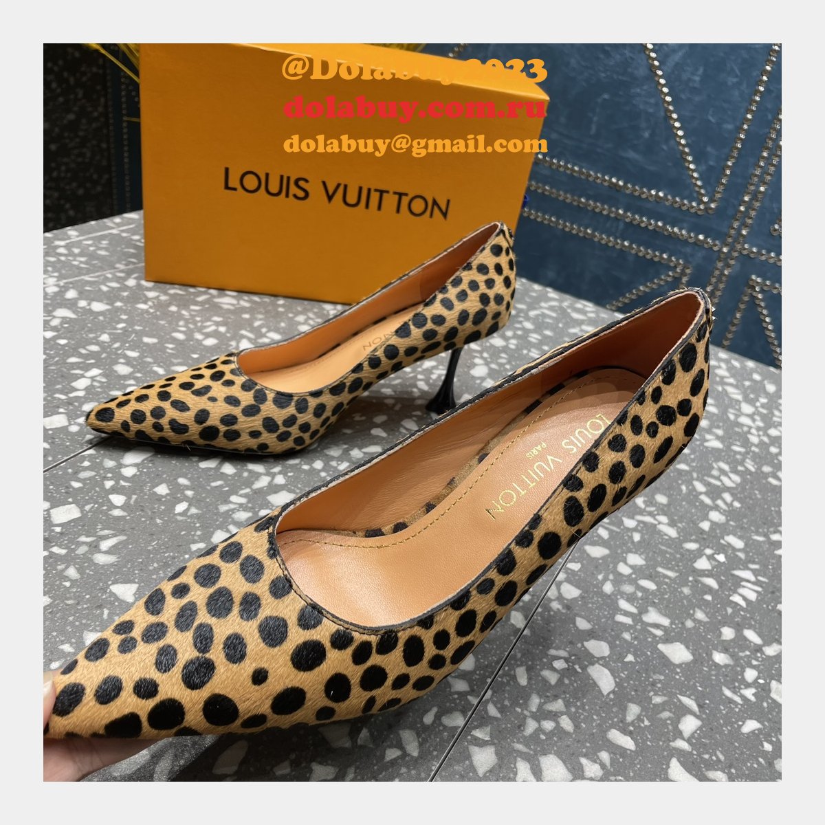 Fashion LOUIS VUITTON leopard print BLOSSOM PUMP