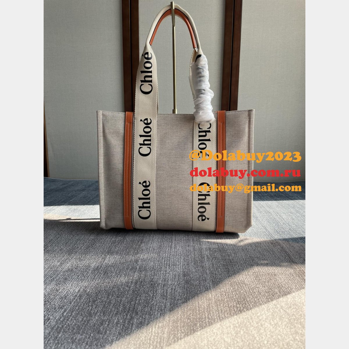 Best Quality Chloe Woody Tote Bag in Cotton Canvas 36CM