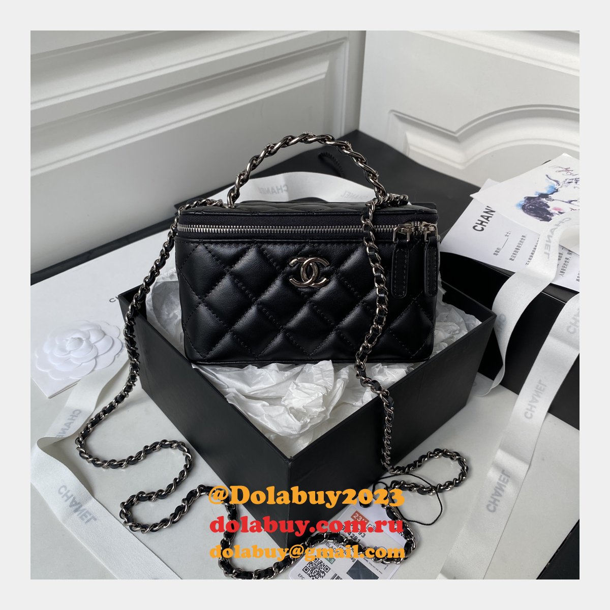 Designer Replica Clutch AP3593 Chain Shiny Crumpled First Highest Bag