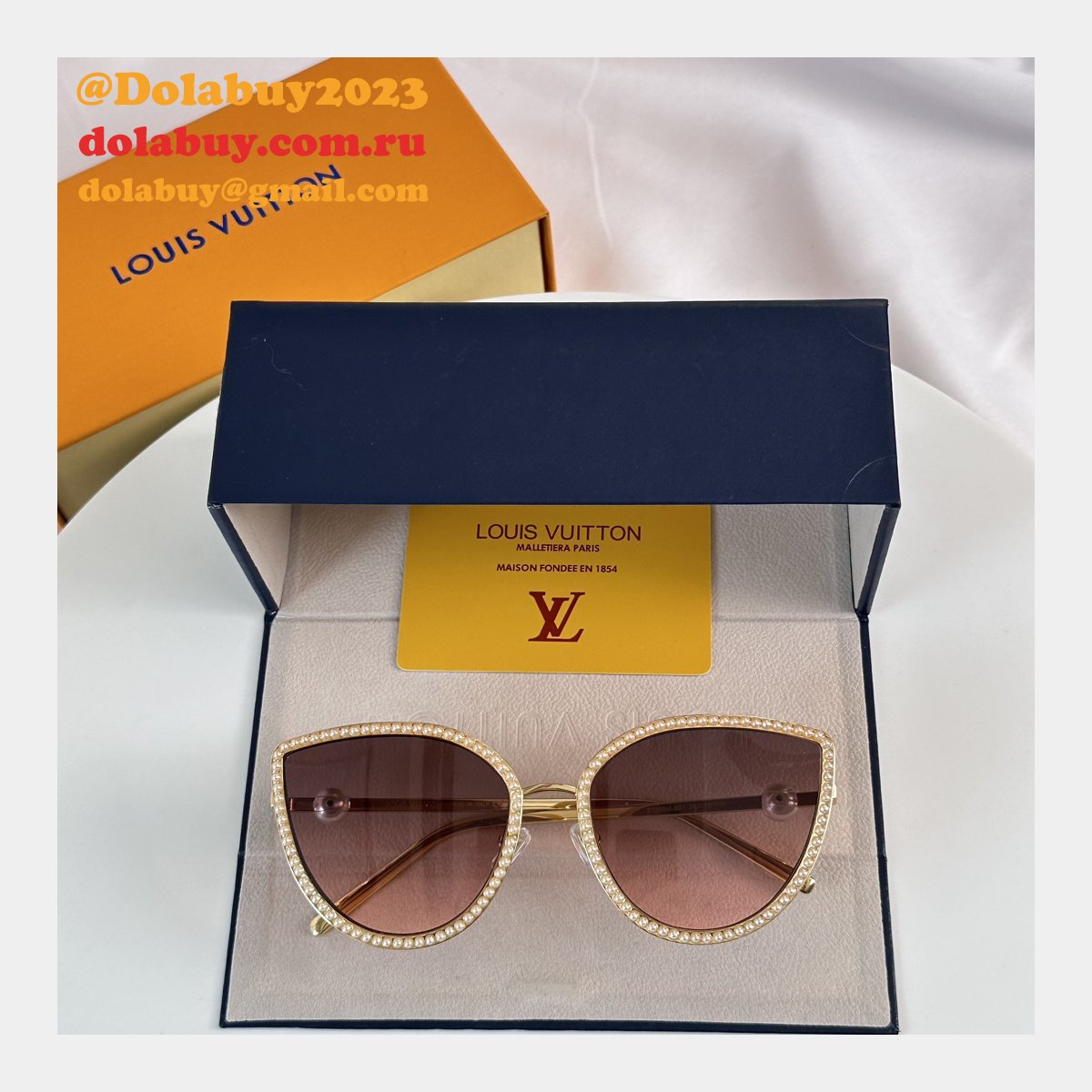 Luxury Replica Pearl Cat Eye Sunglasses Sale