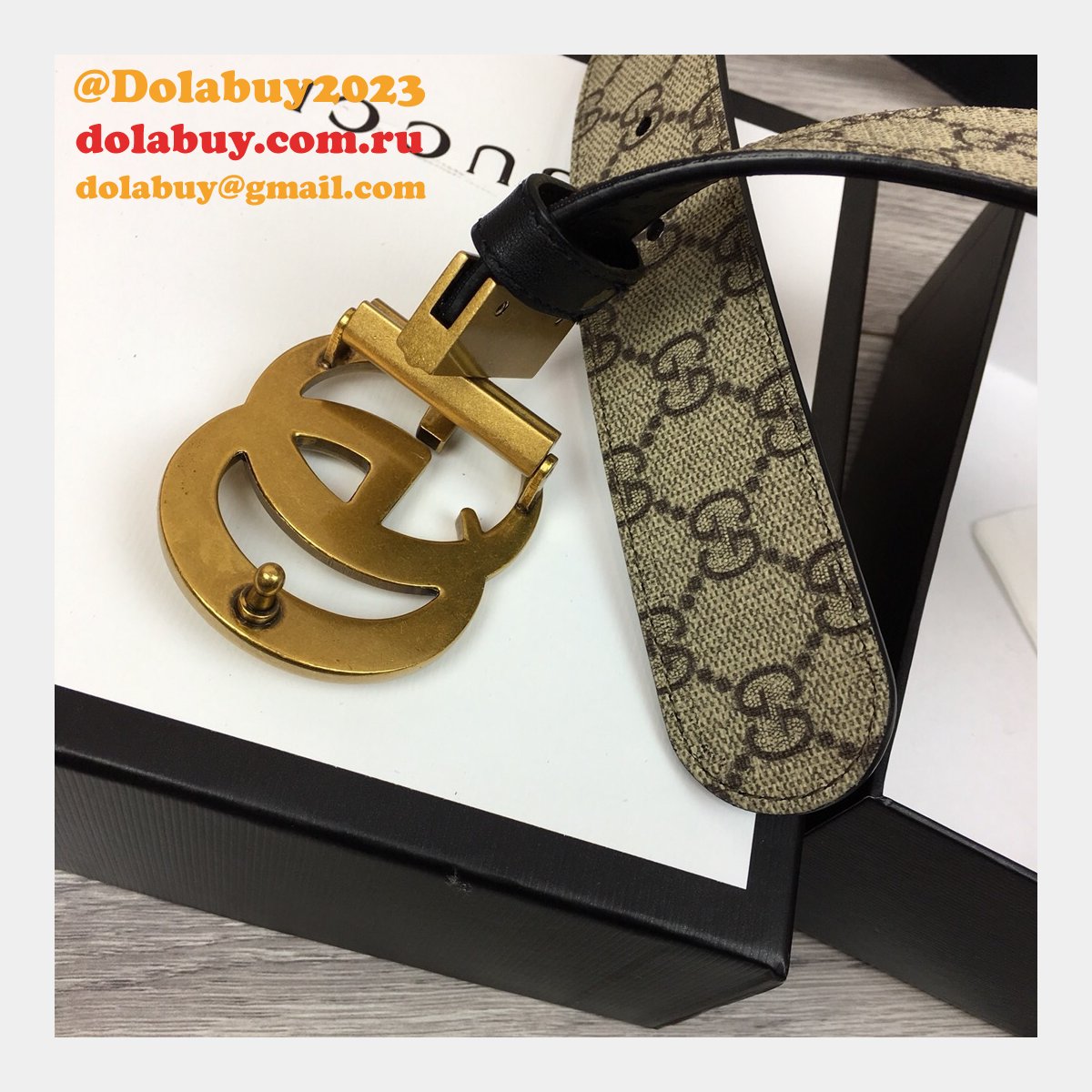 G*u*i belt with double g buckle 38mm fashion