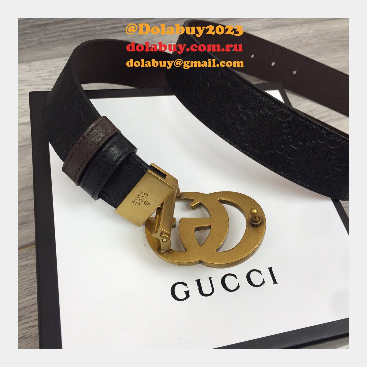 G*u*i belt with double g buckle 37mm-1 knockoff
