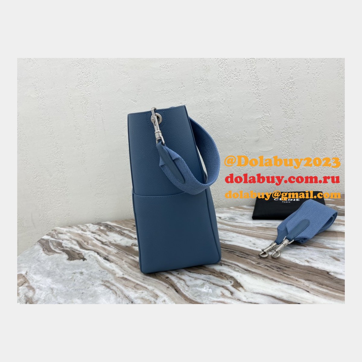 Cheap Factory Celine Sangle Seau Shoulder Blue Bag