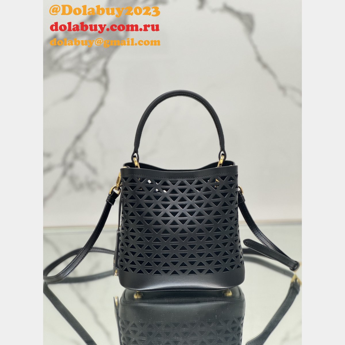Luxury Prada Saffiano hollow basket women bag