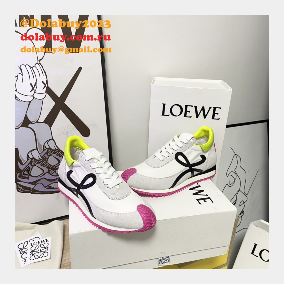 Luxury loewe Ballet Runner in nylon and calfskin