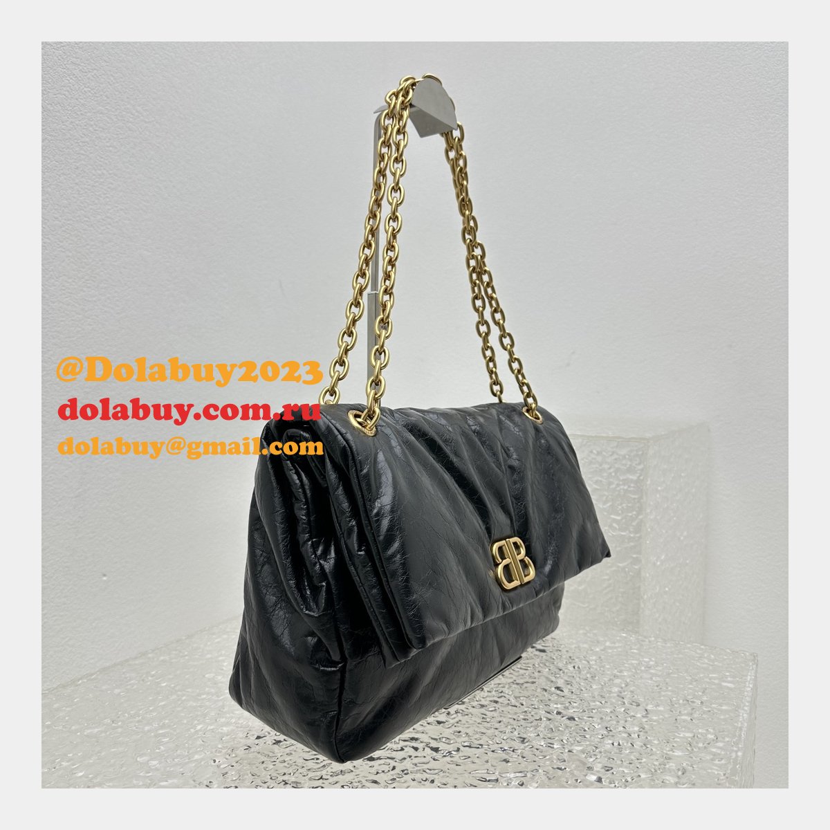 7 Star Balenciaga Le Monaco Wax Leather Chain 1:1 Mirror Bag