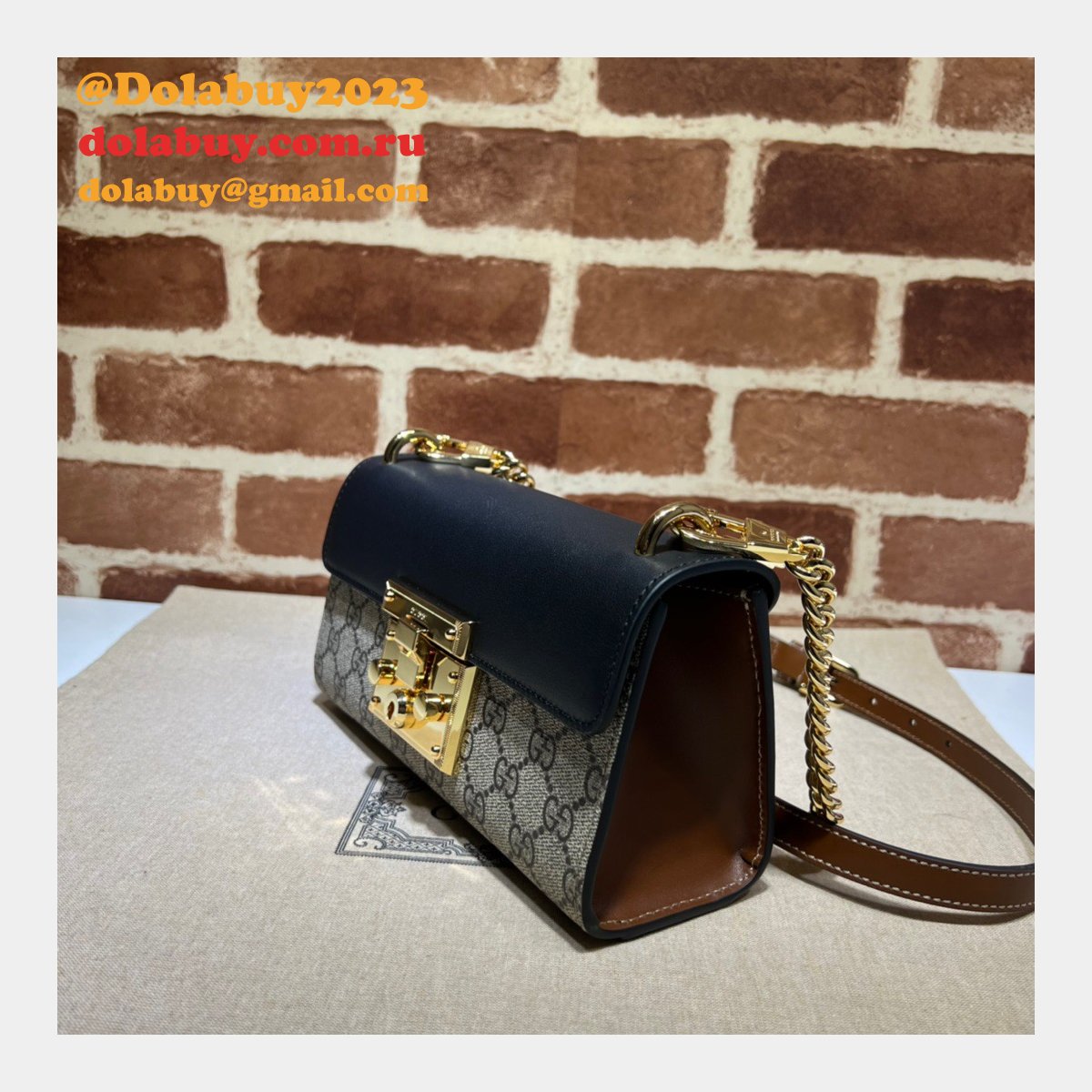 quality G*u*i replica padlock chain 735103 shoulder bag