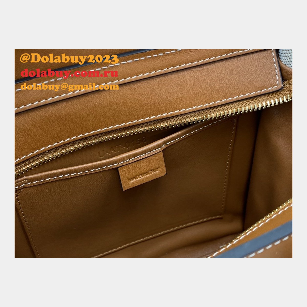 Brown/White Celine Micro Luggage Tote Bag Replica