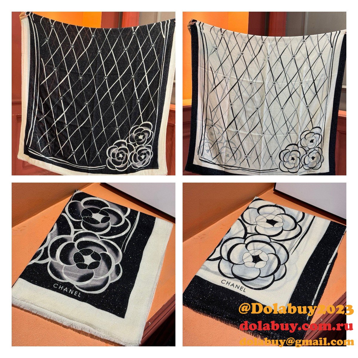 Perfect Chanel Camellia Top Grade Cashmere Scarf