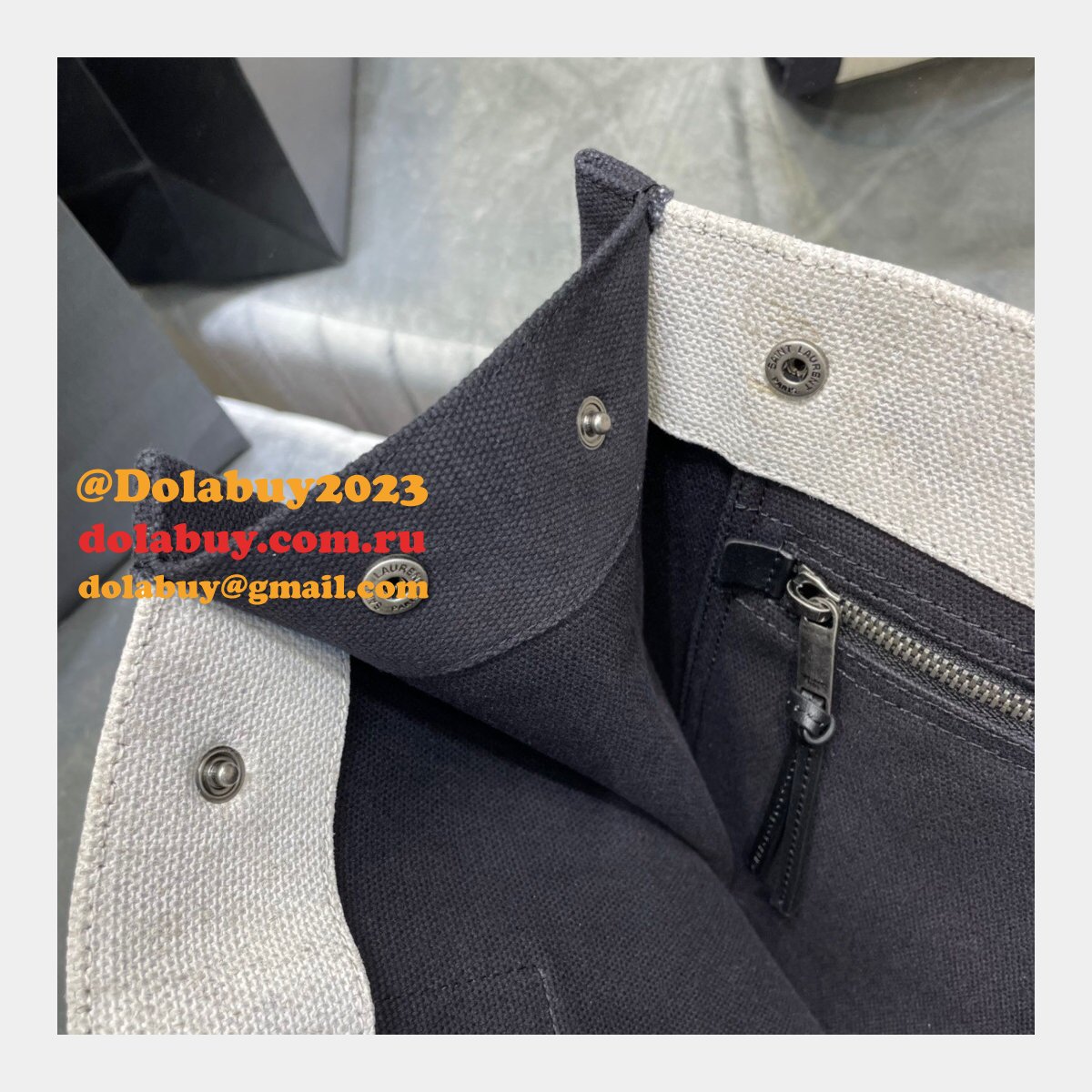 Cheap Replica Saint Laurent Rive Gauche Shopping 631682  Bag In Linen and Cotton