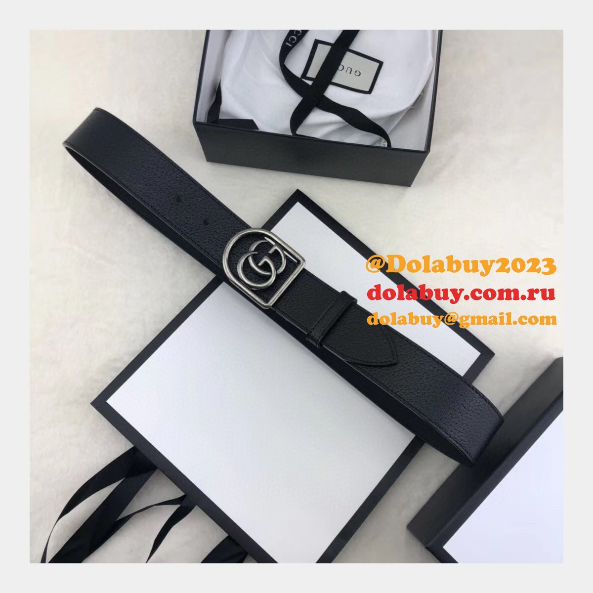 top quality G*u*i double g leather replica belt black
