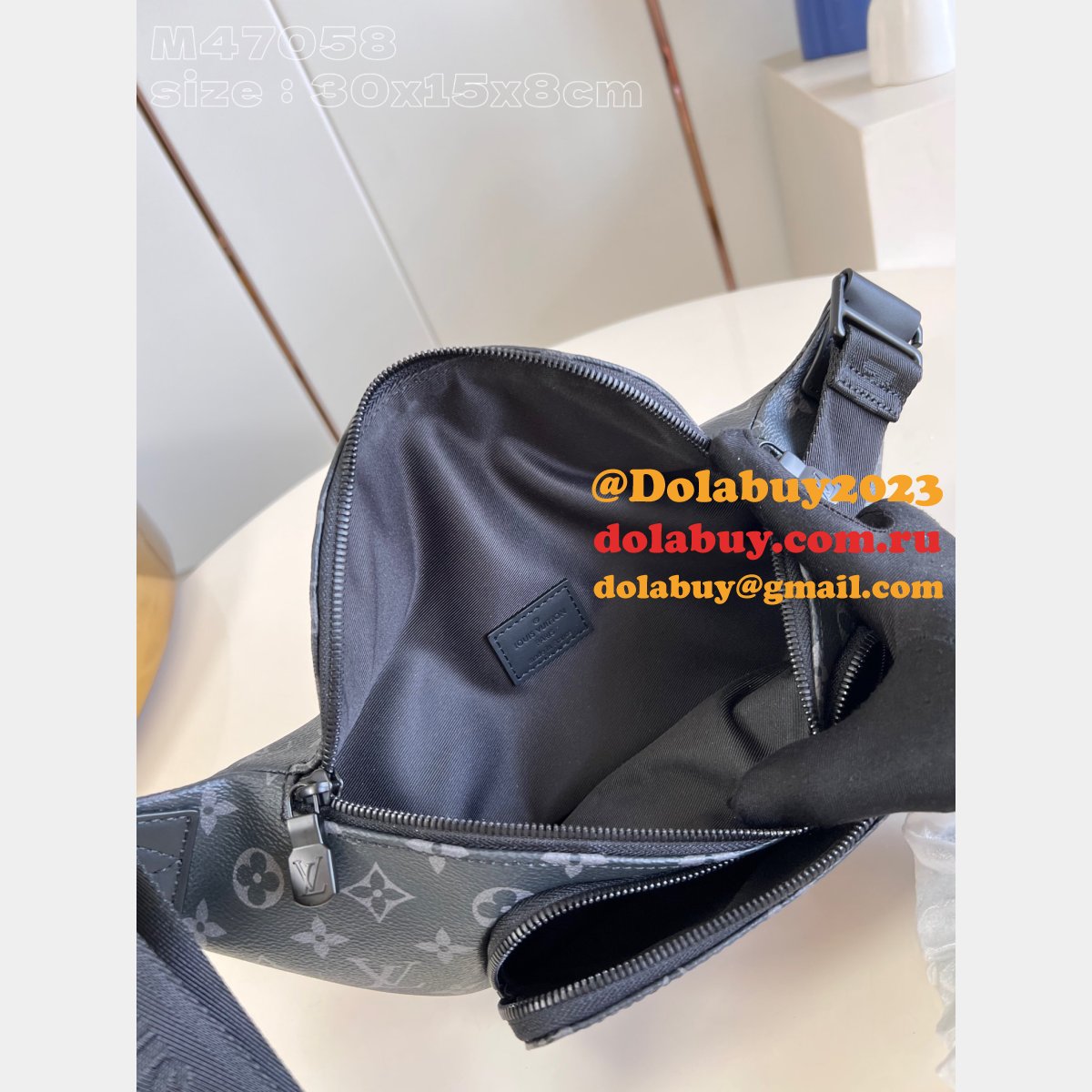 Louis Vuitton M47058 Rush Bumbag Black Flowers Shadow Fake Bag