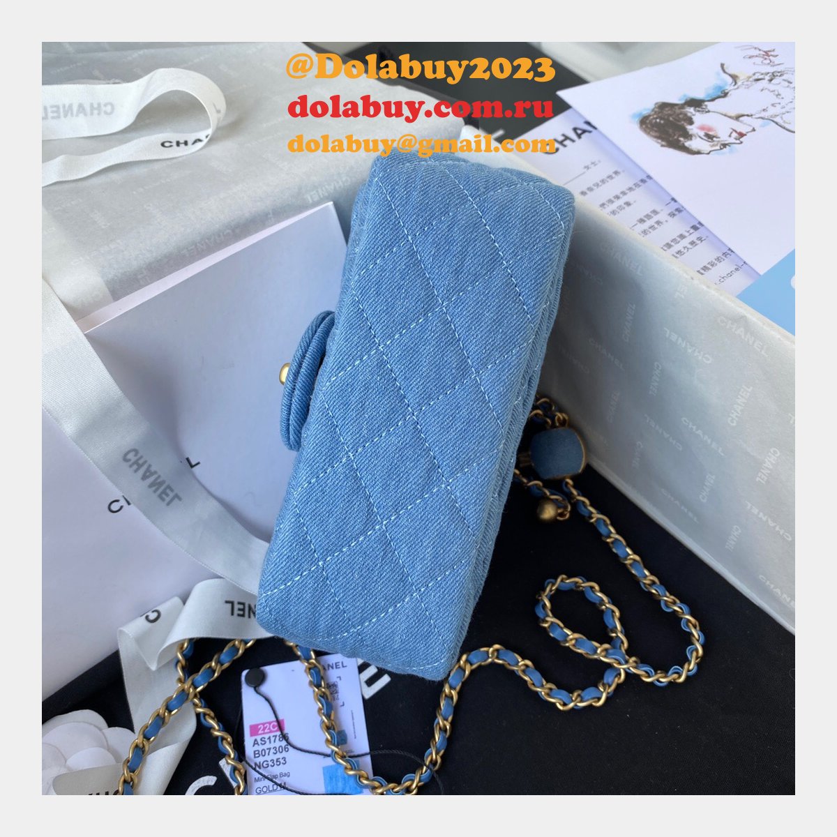 Best Replica AS1786/AS1787 light/deep Blue color Denim Handbags 2022