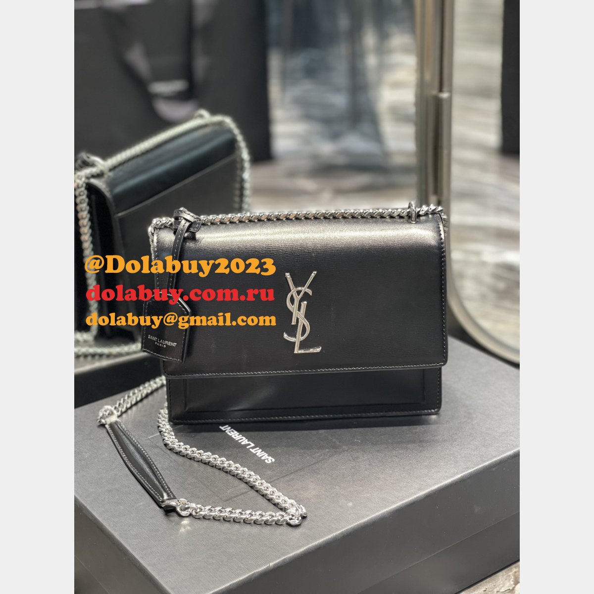 Shop Saint Laurent Sunset Mono Crossbody Bag 22CM 422906