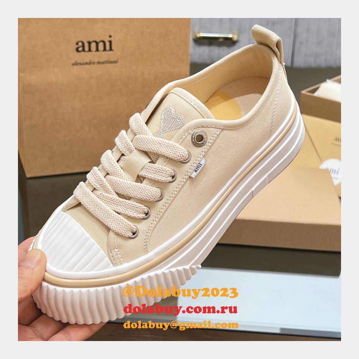 Ami Paris High Quality Platform Tpu Canvas Replica Shoes