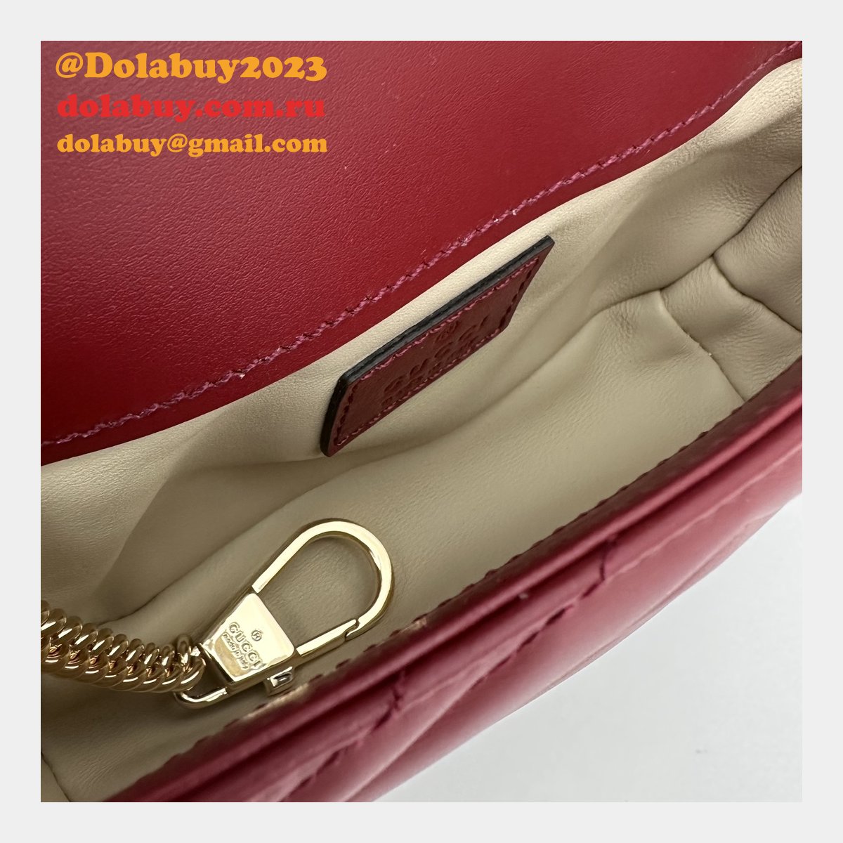 G*u*i replica rosso ancora gg marmont red matelassé chevron 476433/446744/443497 bag