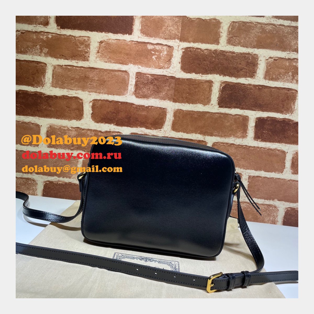 G*u*i horsebit 1955 small shoulder 645454 black army green white bag