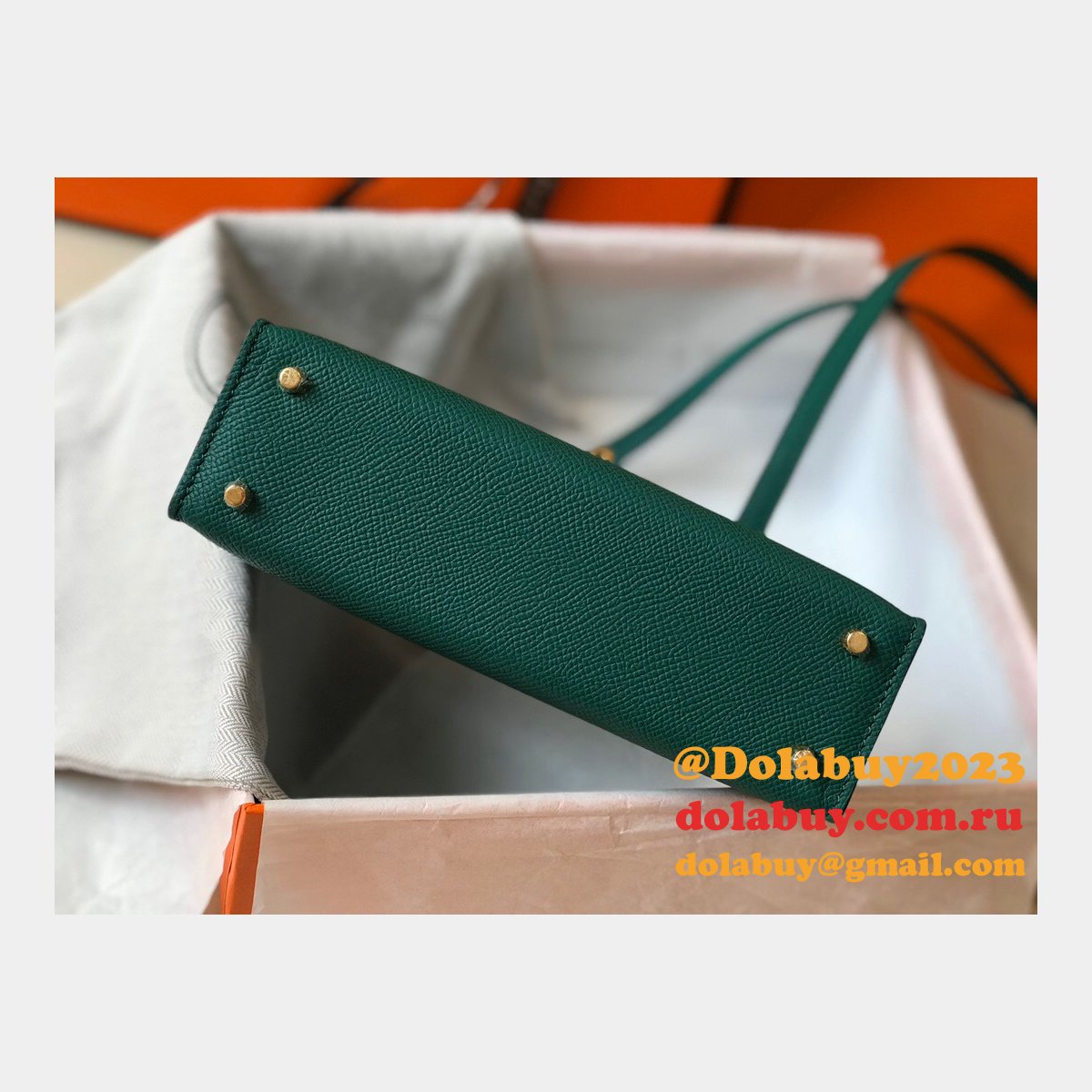 Hermes Mini Kelly Replica Army Green Handbag Epsom leather