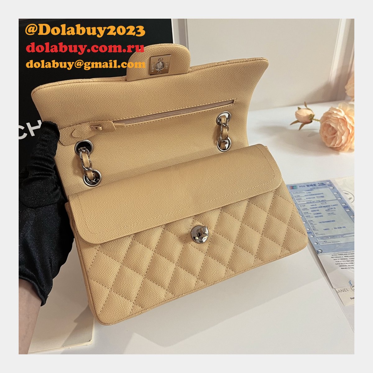 7 Star CC Small Flap Caviar Leather CF 23cm Bag