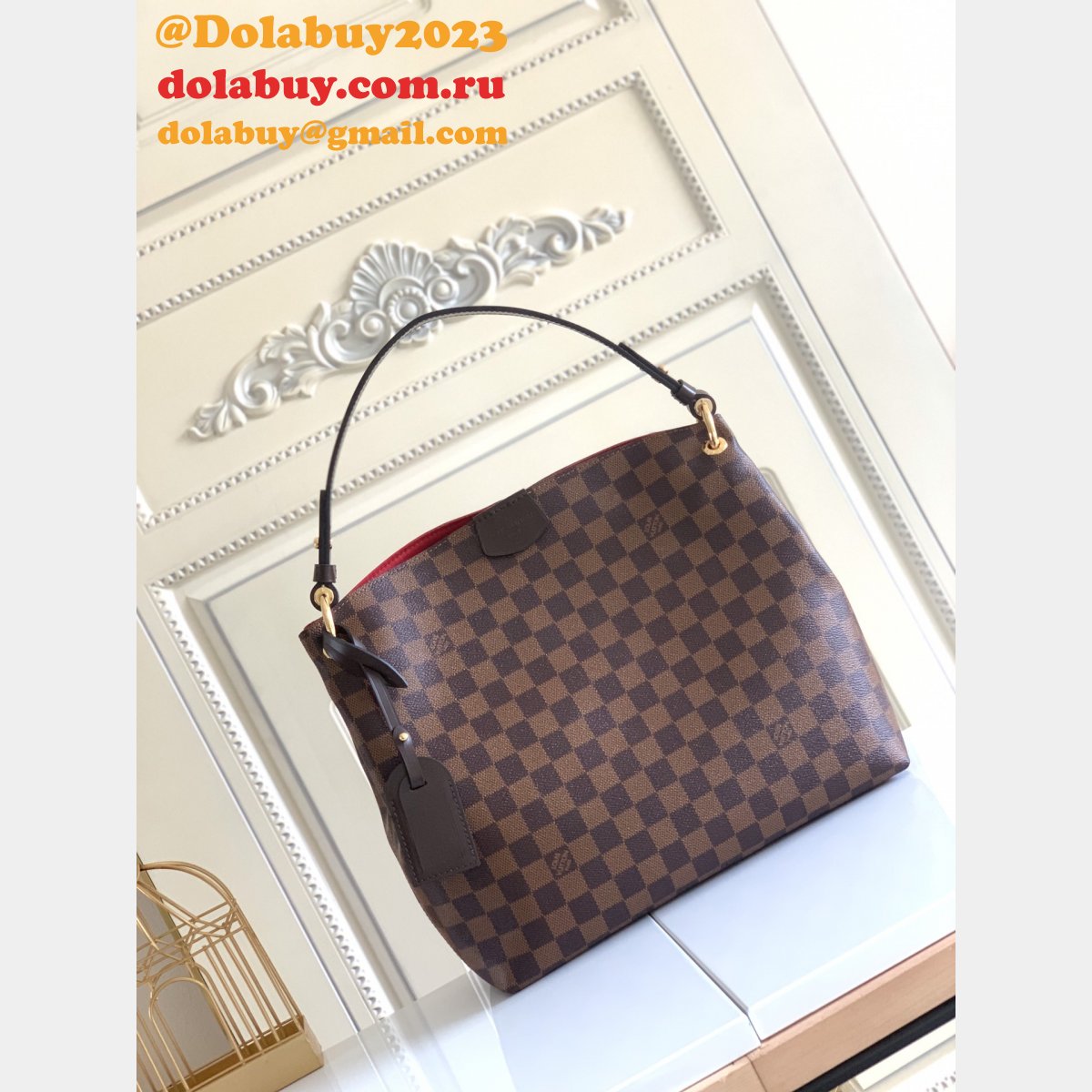 Best Louis Vuittons N44044 Graceful PM Damier Ebene in Brown