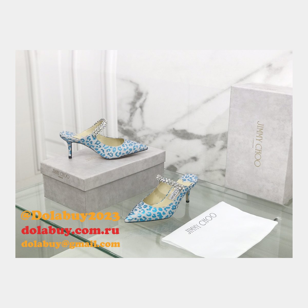 Animal Print Glitter Accents Mules Jimmy Choo Knockoff Shoes