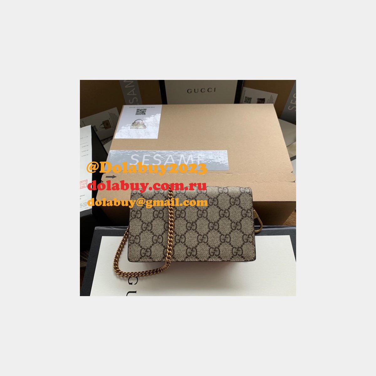 G*u*i designer beige gg supreme mini bag with cherries