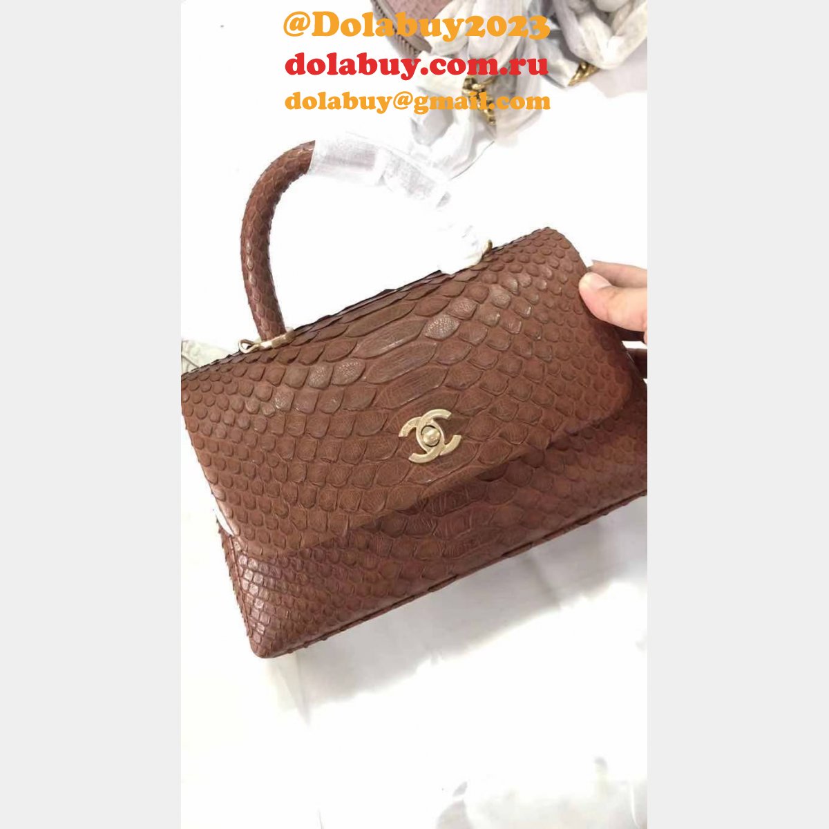 Luxury CC COCO HANDLE SNAKE SKIN HANDBAG 25CM