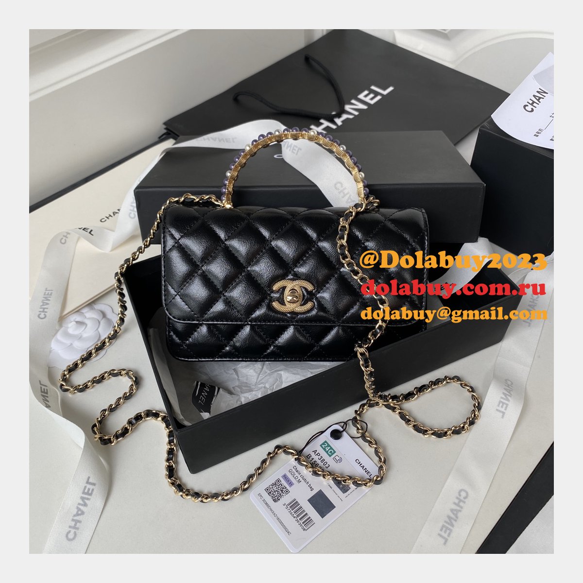 Designer Replicas AP3803 Clutches Shiny Perfect Chain Bag