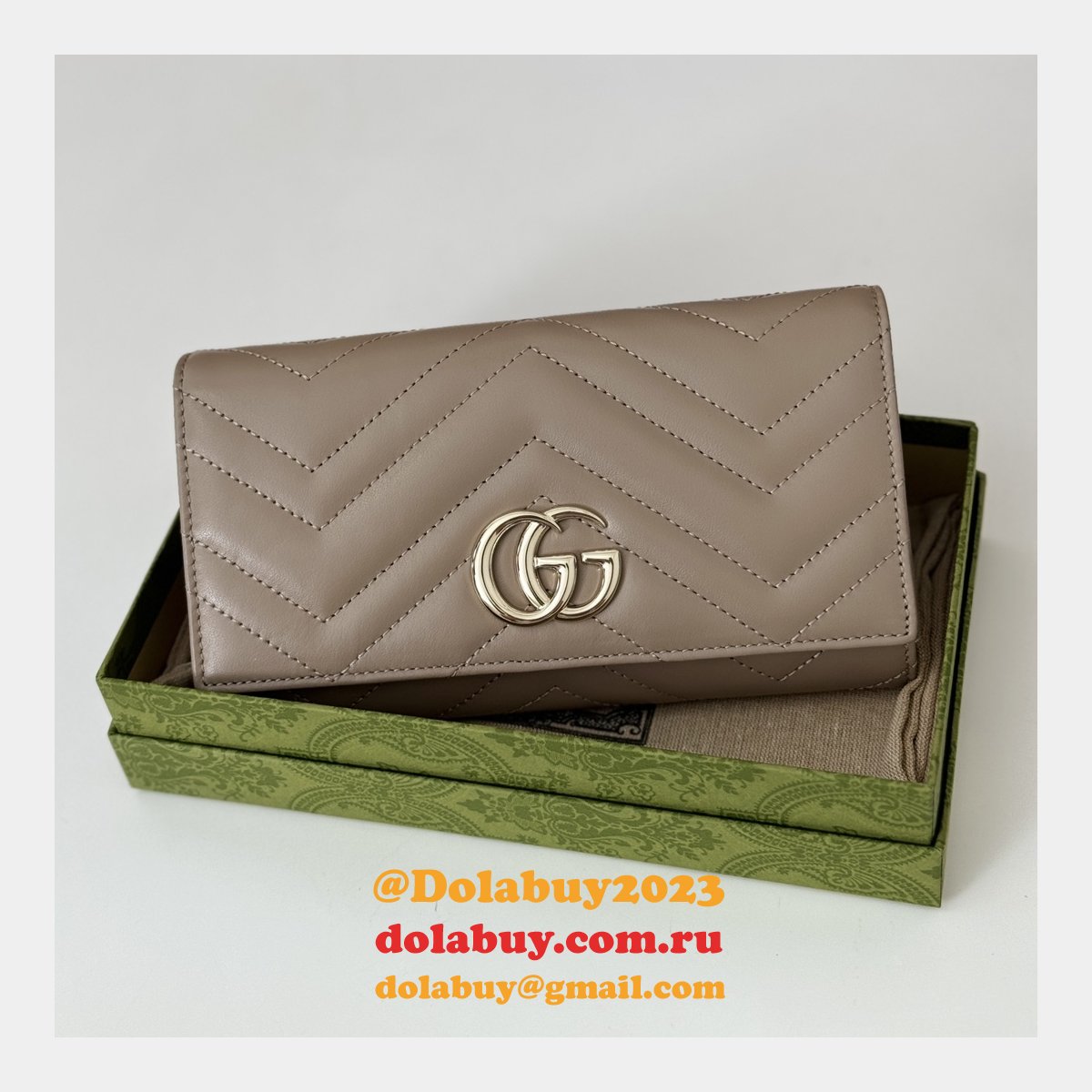 G*u*i replica soft leather gg marmont continental wallet 443436 bag