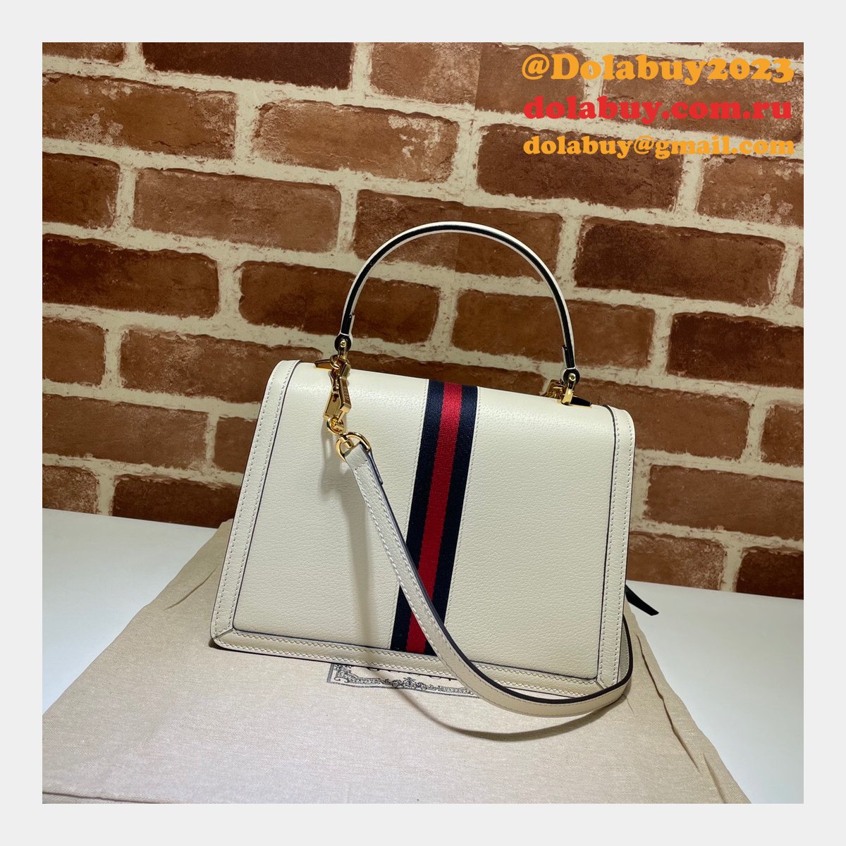 G*u*i black/cream ophidia small top handle replica bag