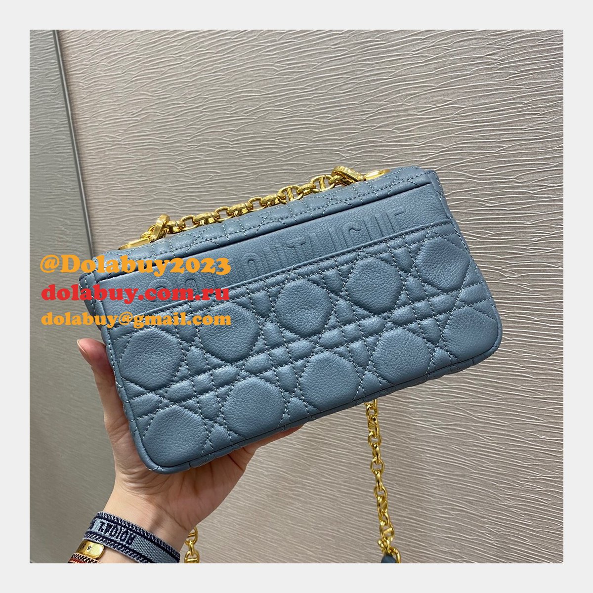 High Quality Dior Caro 20cm replica blue bags