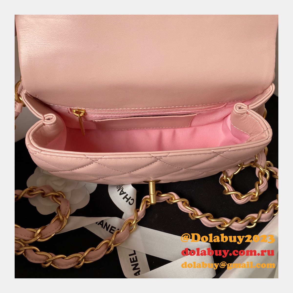 Perfect Copy Top Quality AS4012 Flap Black Replica Bag
