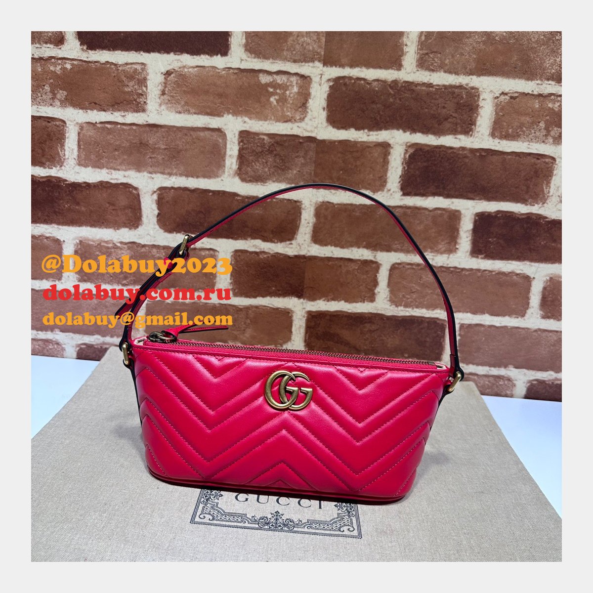 G*u*i 1:1 mirror gg marmont 739166 shoulder red fake bag